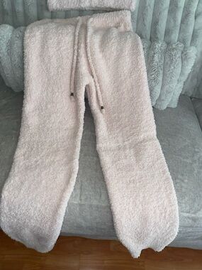 POL Plush Fleece Ankle-Length Jogger Pants in Light Pink